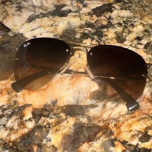 Ray-Ban Gold Frame Sunglasses with Dark Lenses